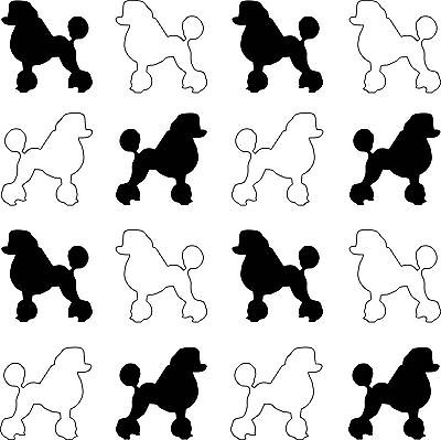 Poodle black & white silhouette card