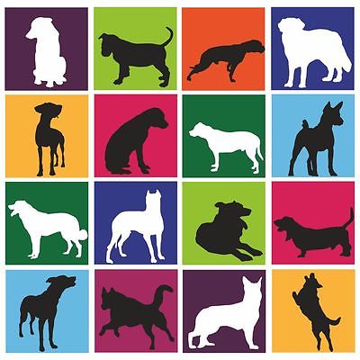 Colourful dogs in squares design greeting card
