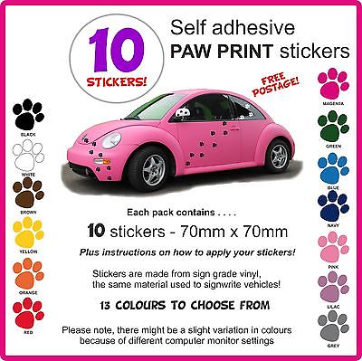 10 new dog paw print stickers cats paws dogs puppy puppies cat kitten car