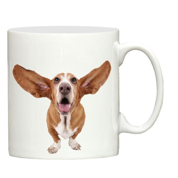 Big eared Basset Hound ceramic mug