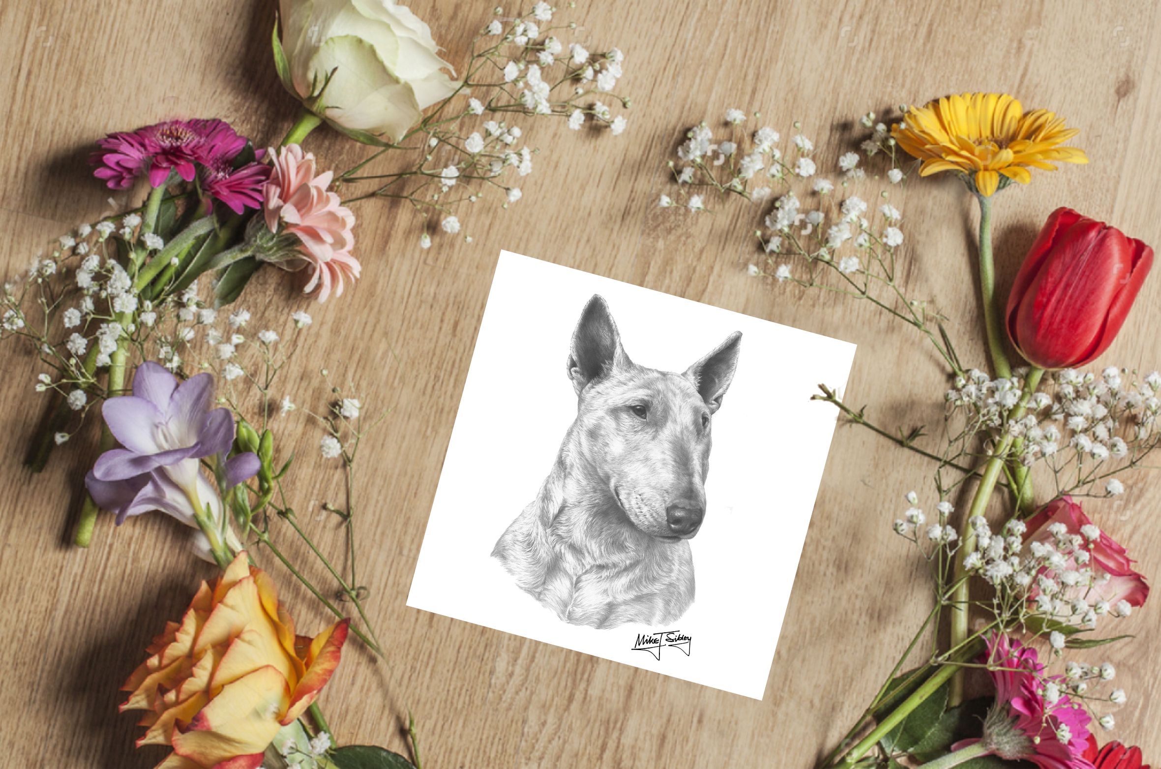 Mike Sibley Design Bull Terrier Greeting Card