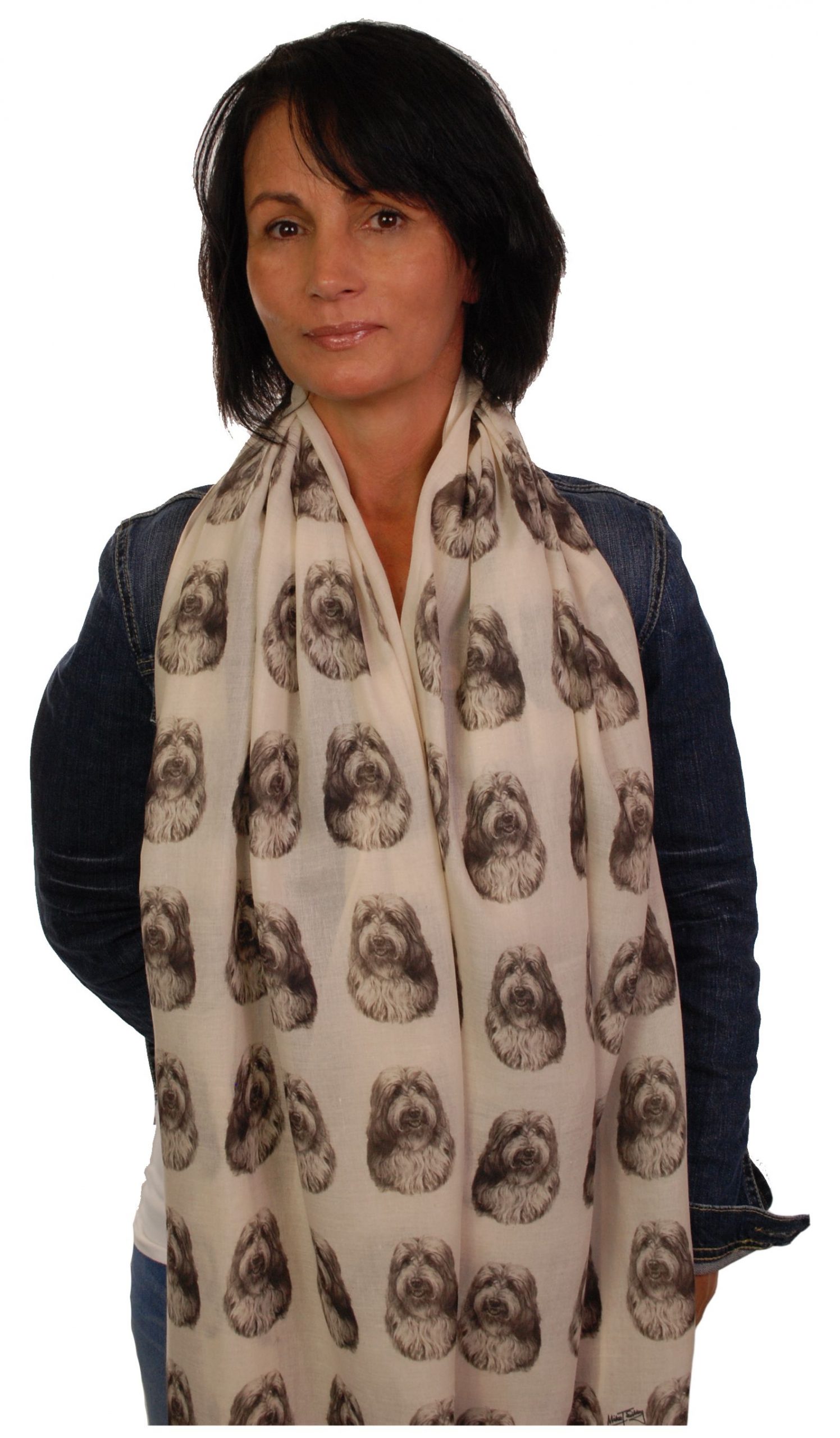 Mike Sibley Bearded Collie licensed design ladies fashion scarf