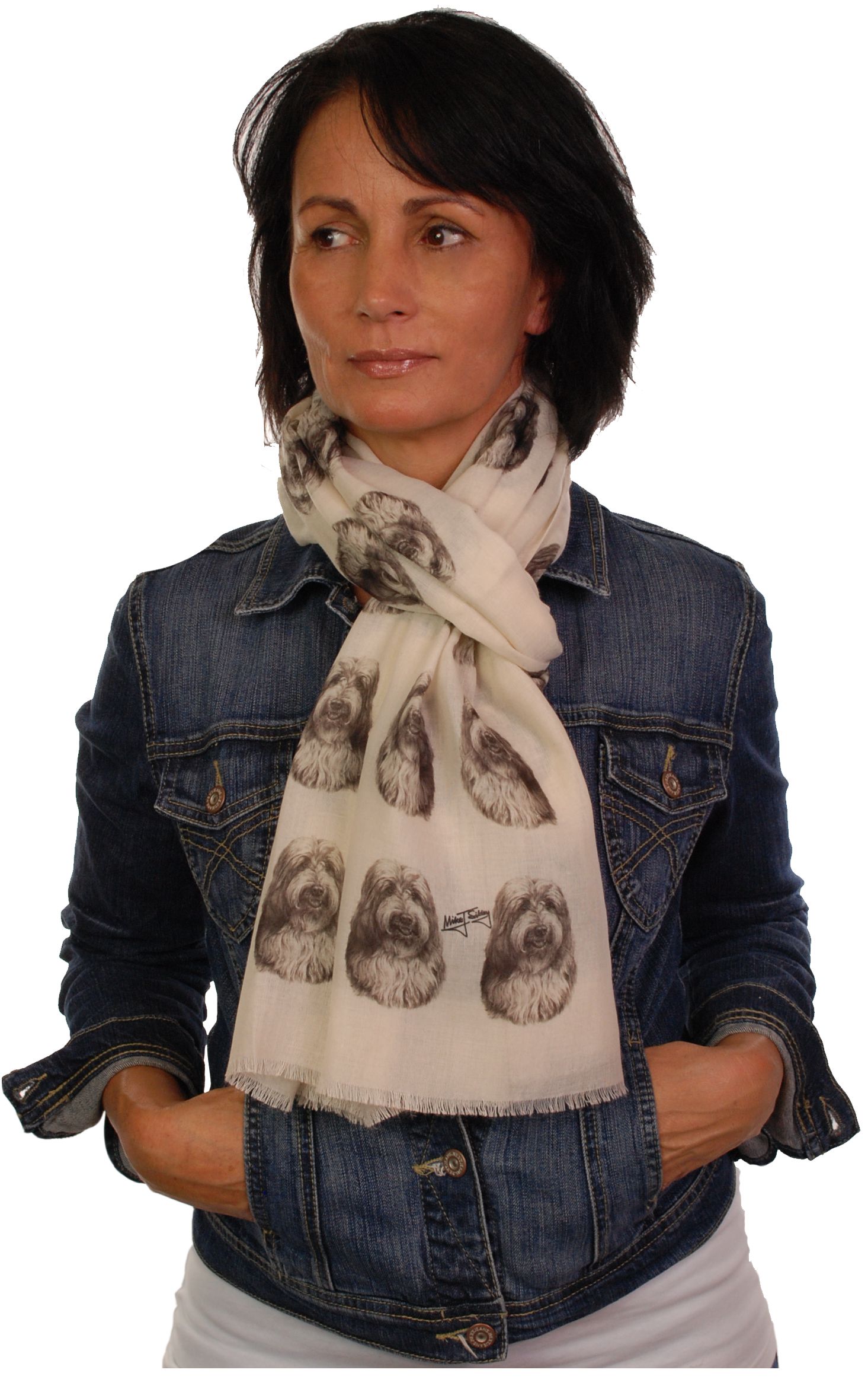 Mike Sibley Bearded Collie licensed design ladies fashion scarf