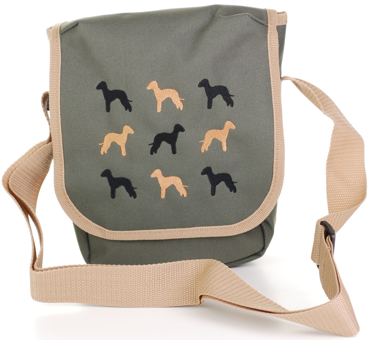 Bedlington Terrier embroidered cross body bag