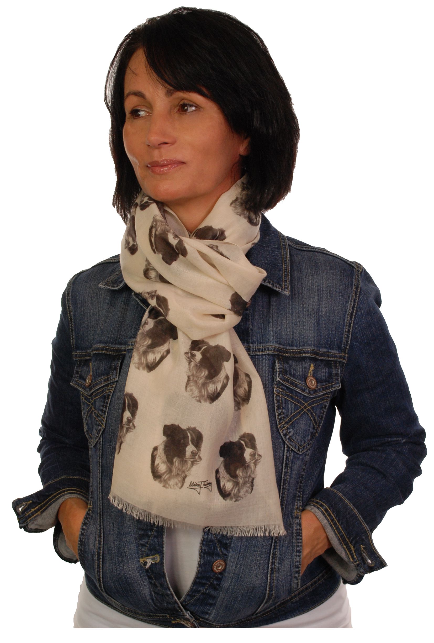 Mike Sibley Border Collie licensed design ladies fashion scarf