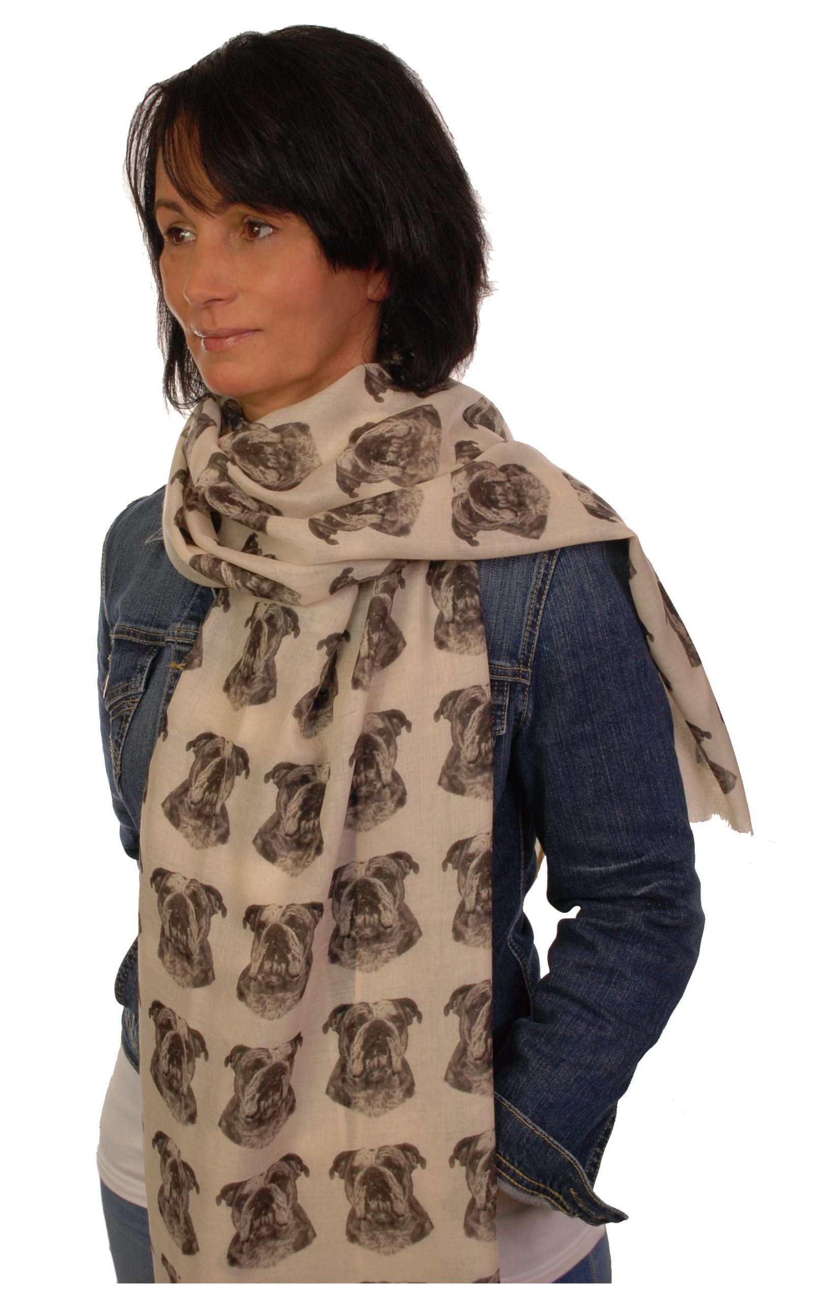 Mike Sibley English Bulldog licensed design ladies fashion scarf