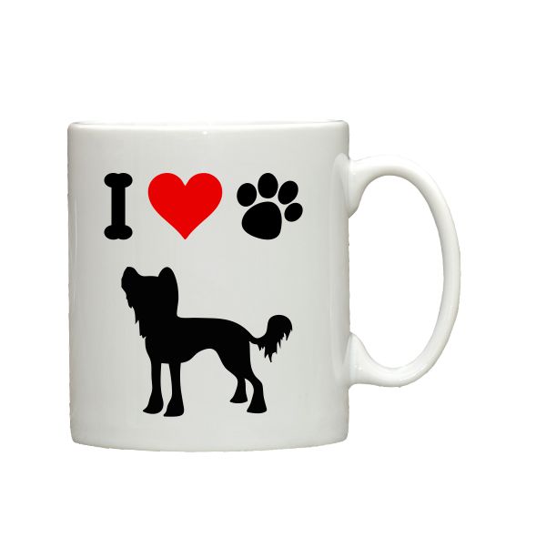 Chinese Crested I love dogs ceramic mug