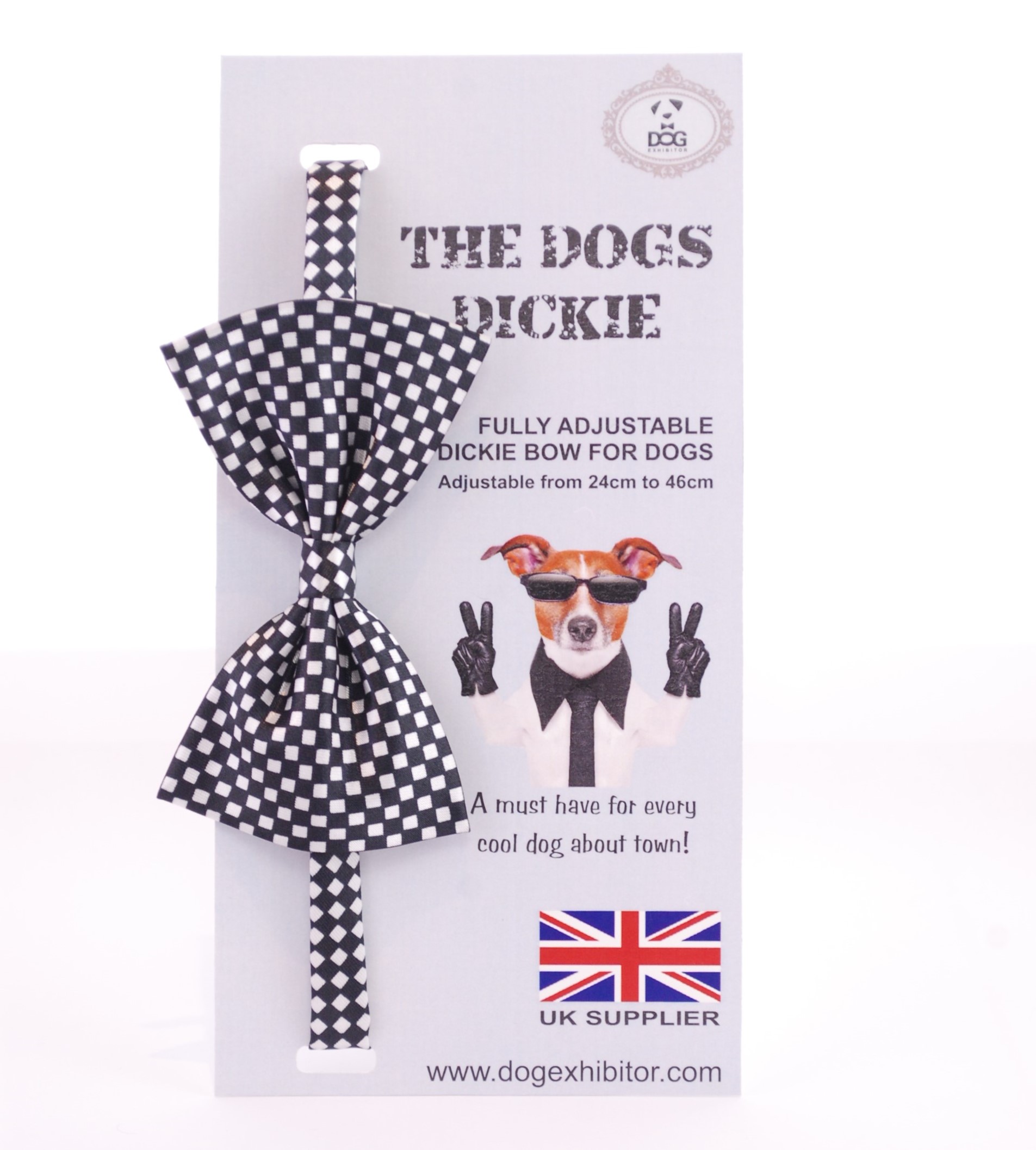 Black and White Checkered Dogs Dickie Bow