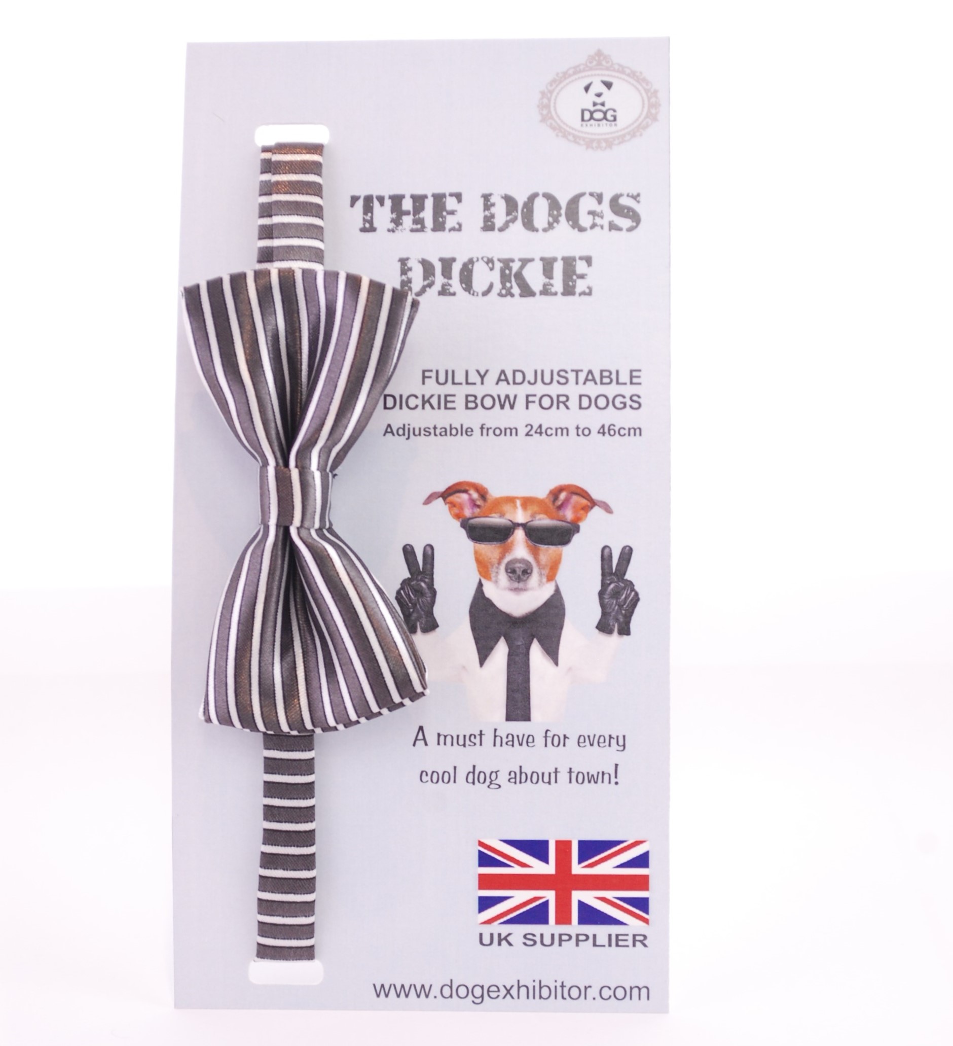 Grey and White Striped Dogs Dickie Bow