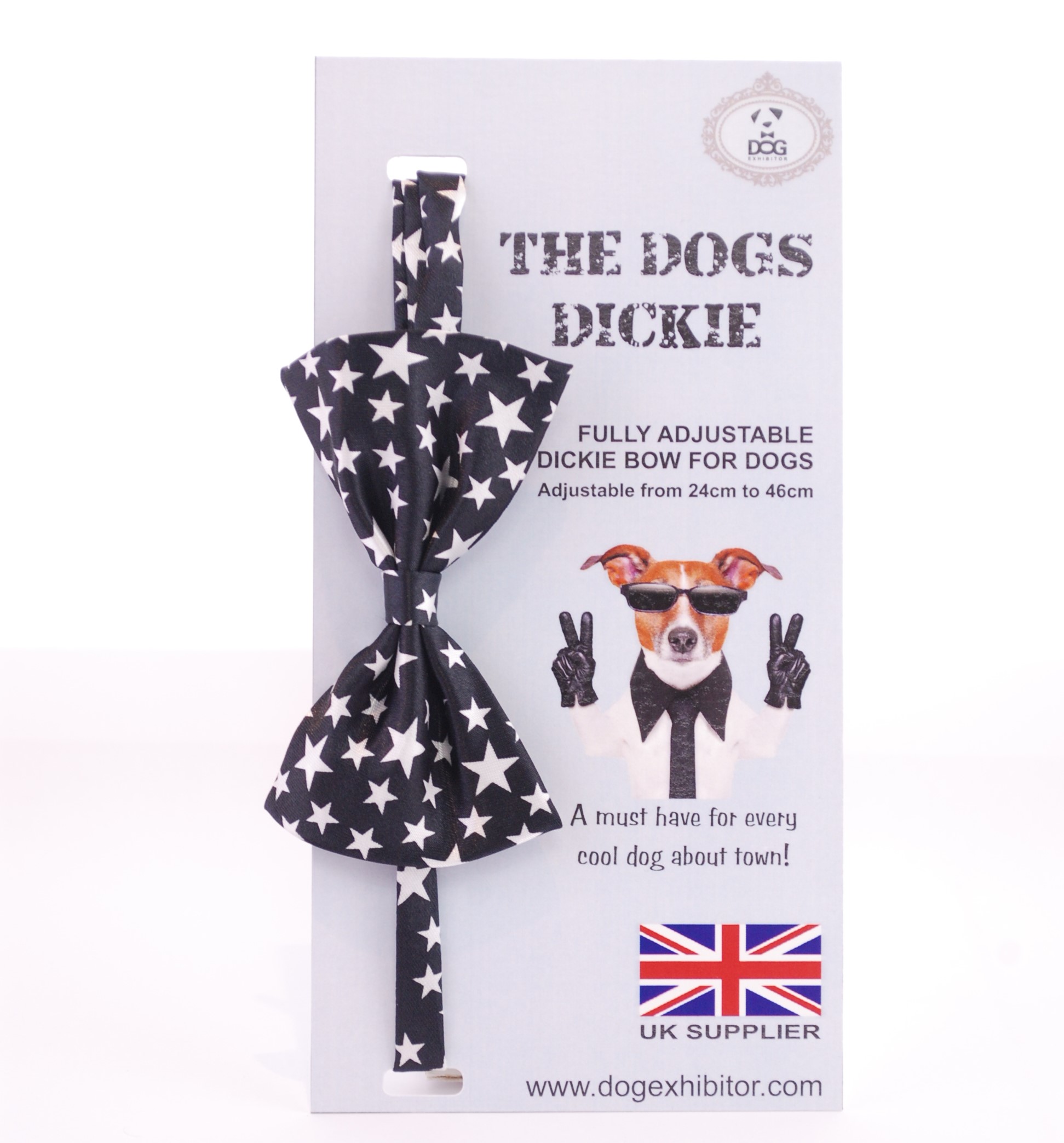 Black and White Stars Dogs Dickie Bow