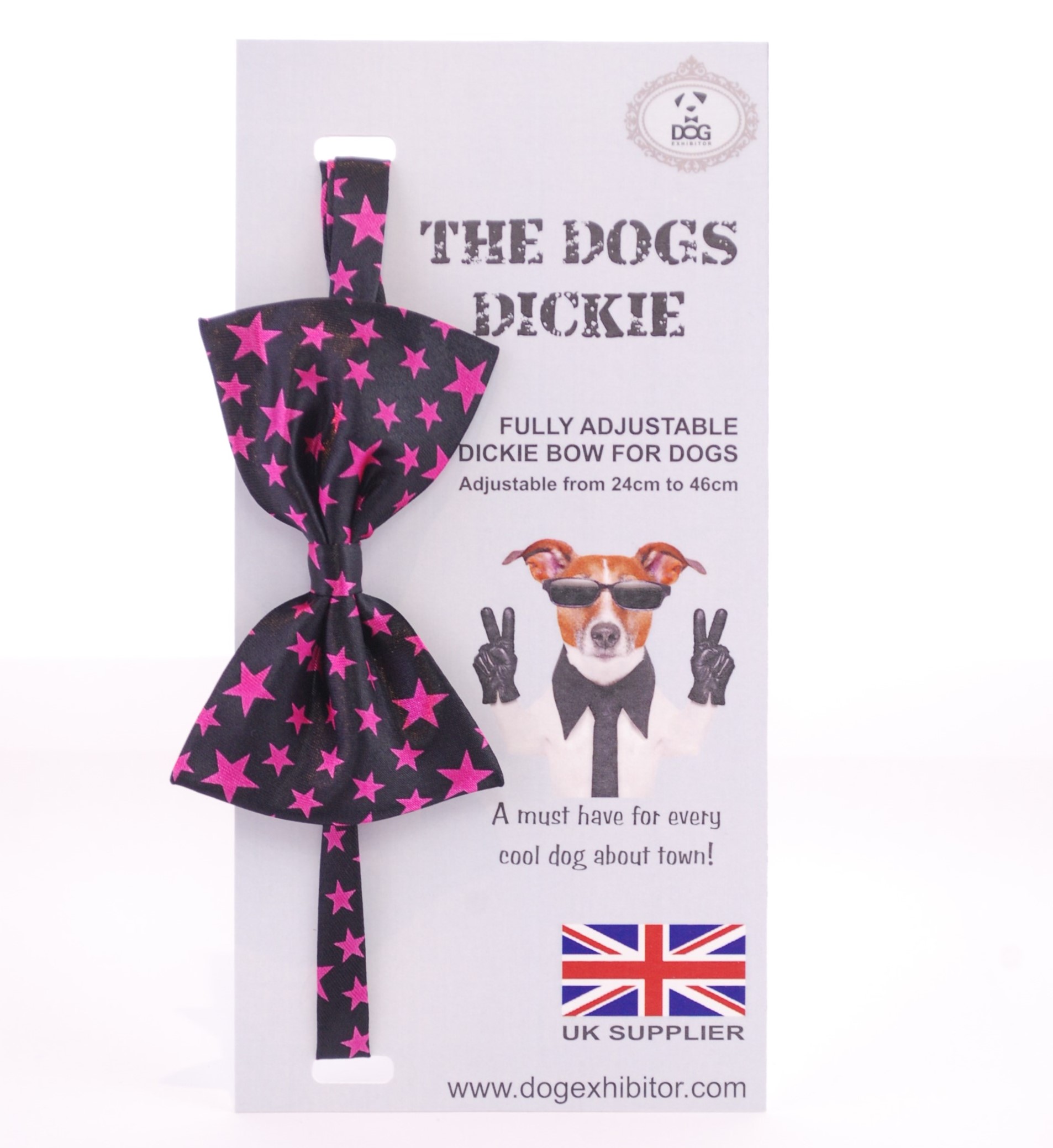 Black and Pink Stars Dogs Dickie Bow