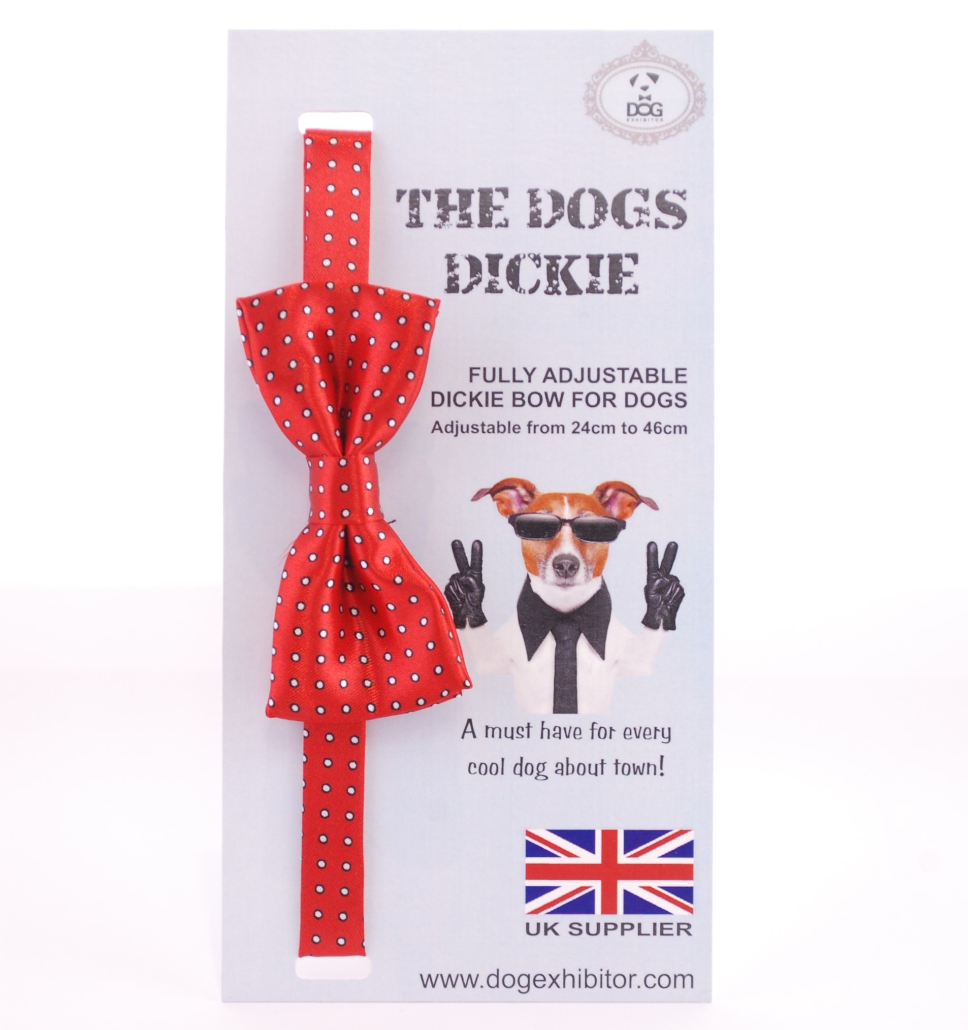 Red and White Small Spots Dogs Dickie Bow