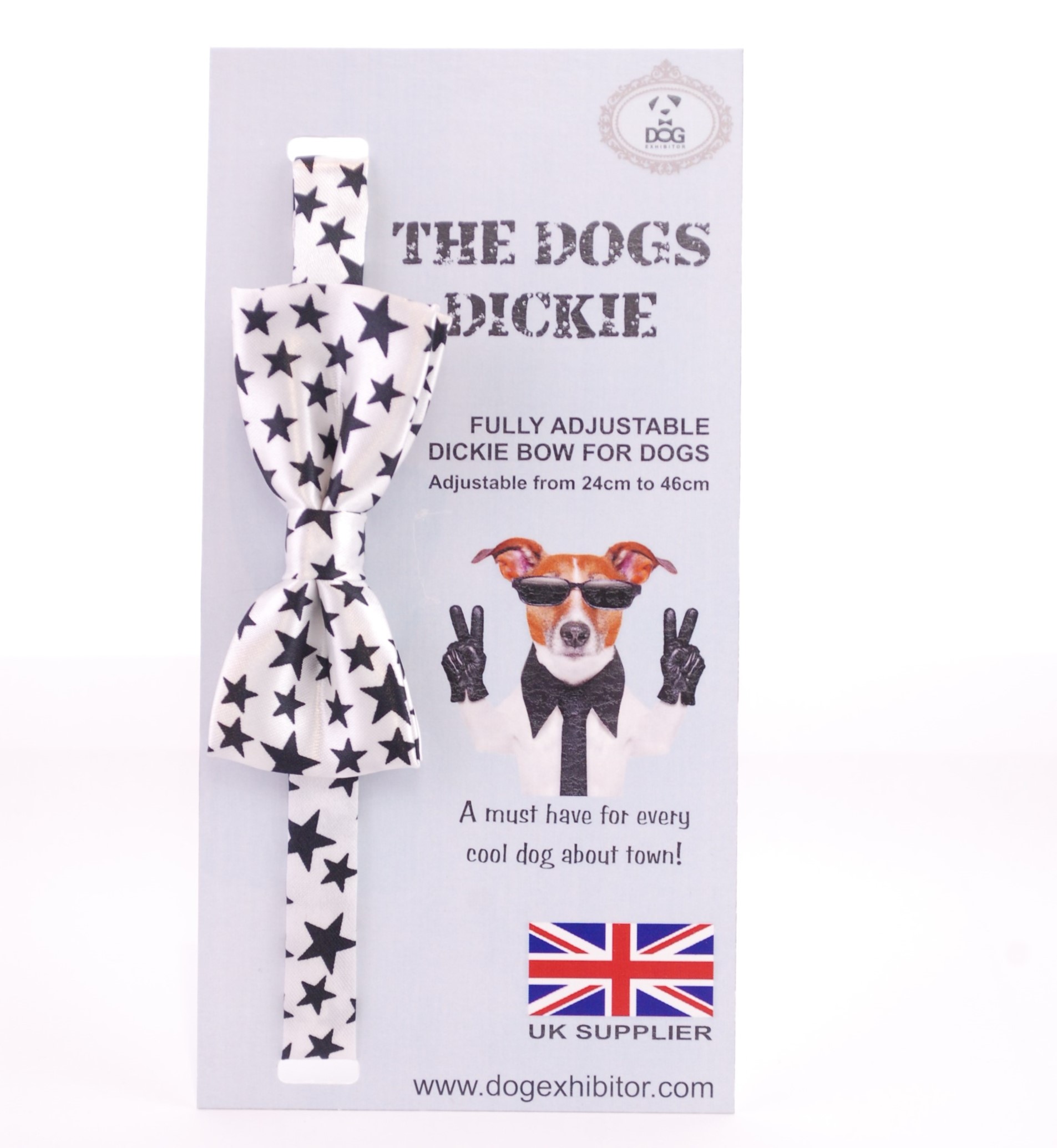 White and Black Stars Dogs Dickie Bow