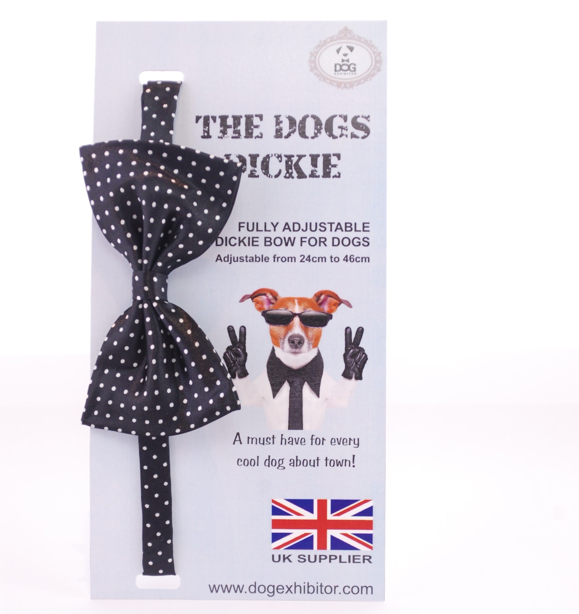 Black and White Small Spots Dogs Dickie Bow