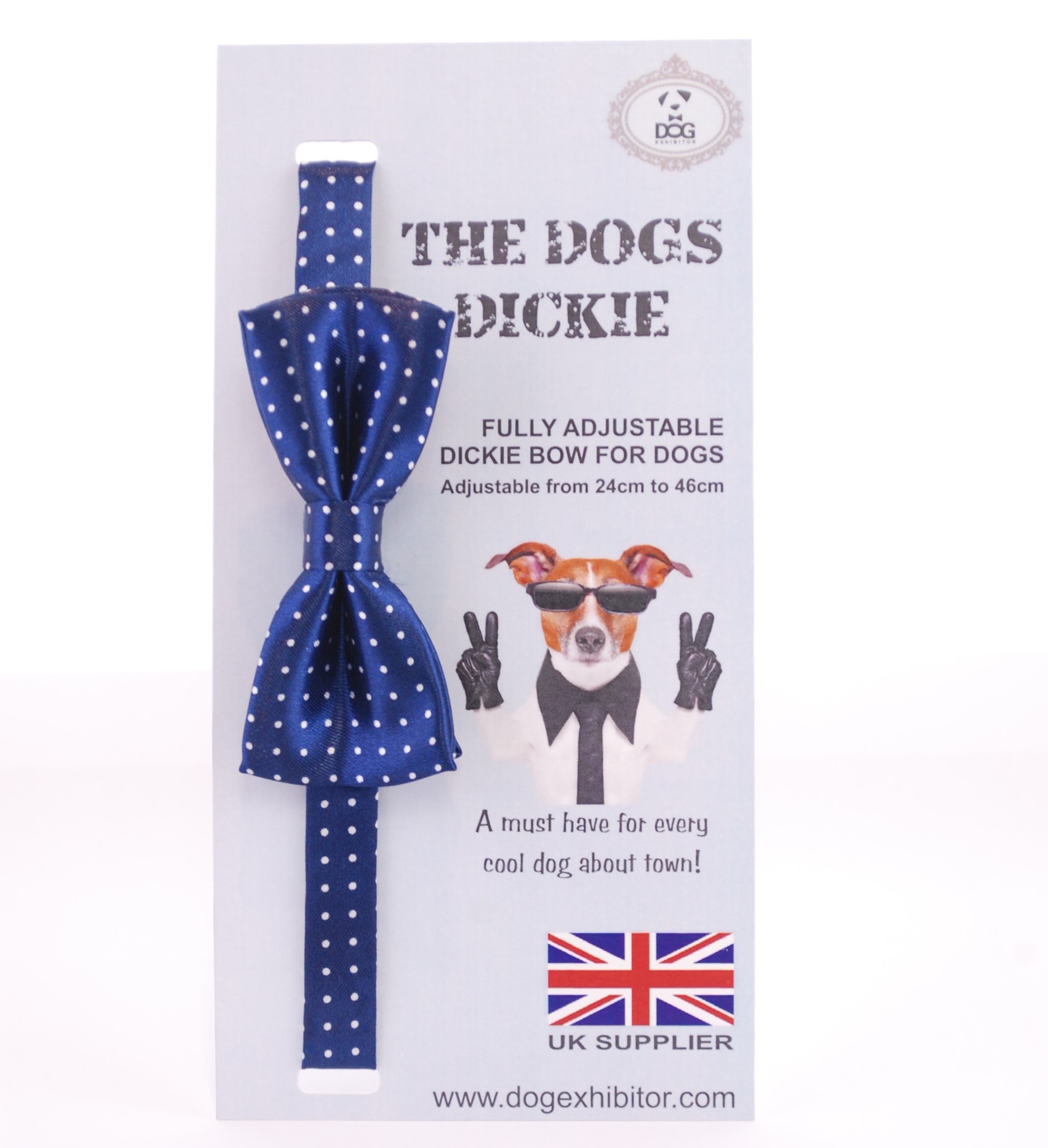 Navy and White Small Spots Dogs Dickie Bow