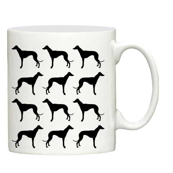 Greyhound silhouette dog print mug