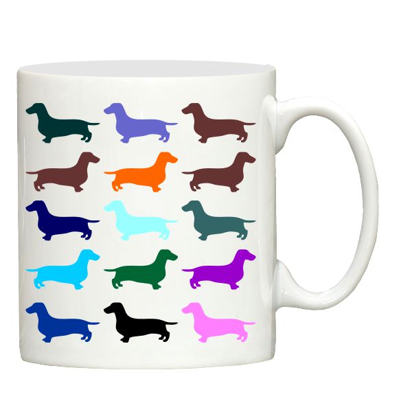 Colourful Dachshund print mug