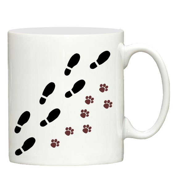 Footprint & dog paw print mug