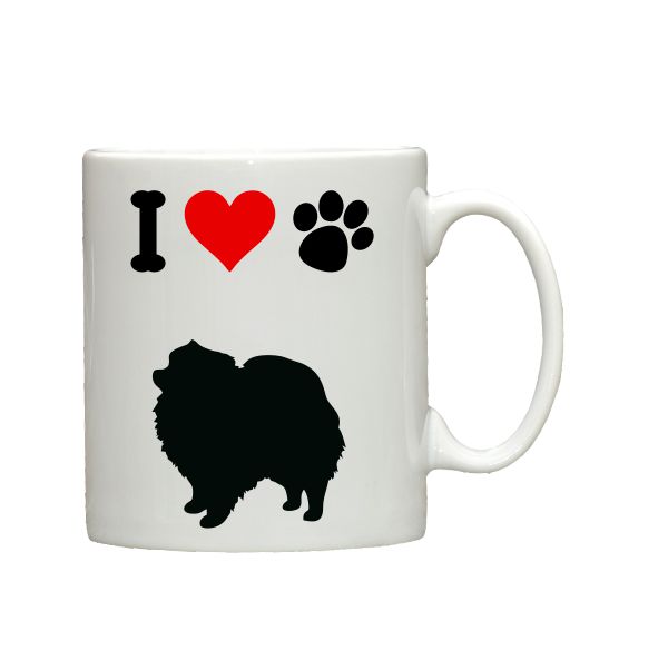 Pomeranian I love dogs ceramic mug