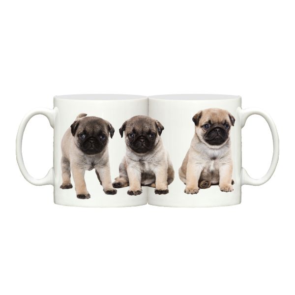 Pug puppies printed ceramic mug