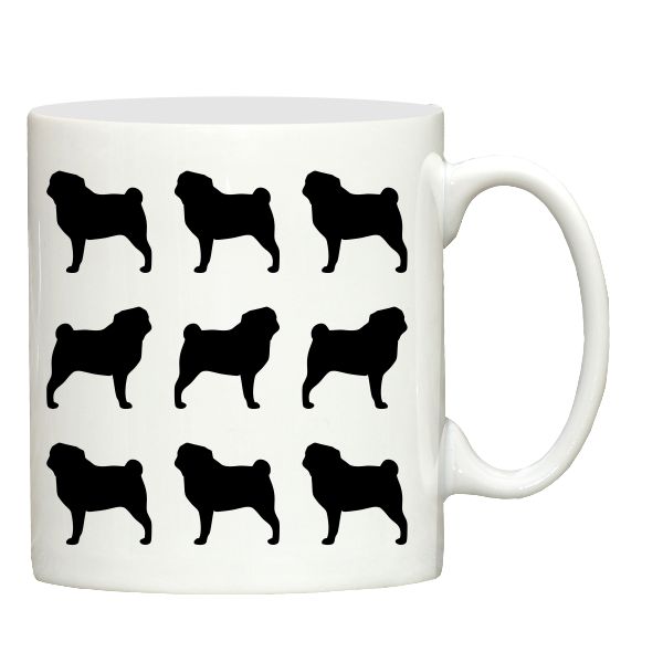 Pug silhouette print ceramic mug