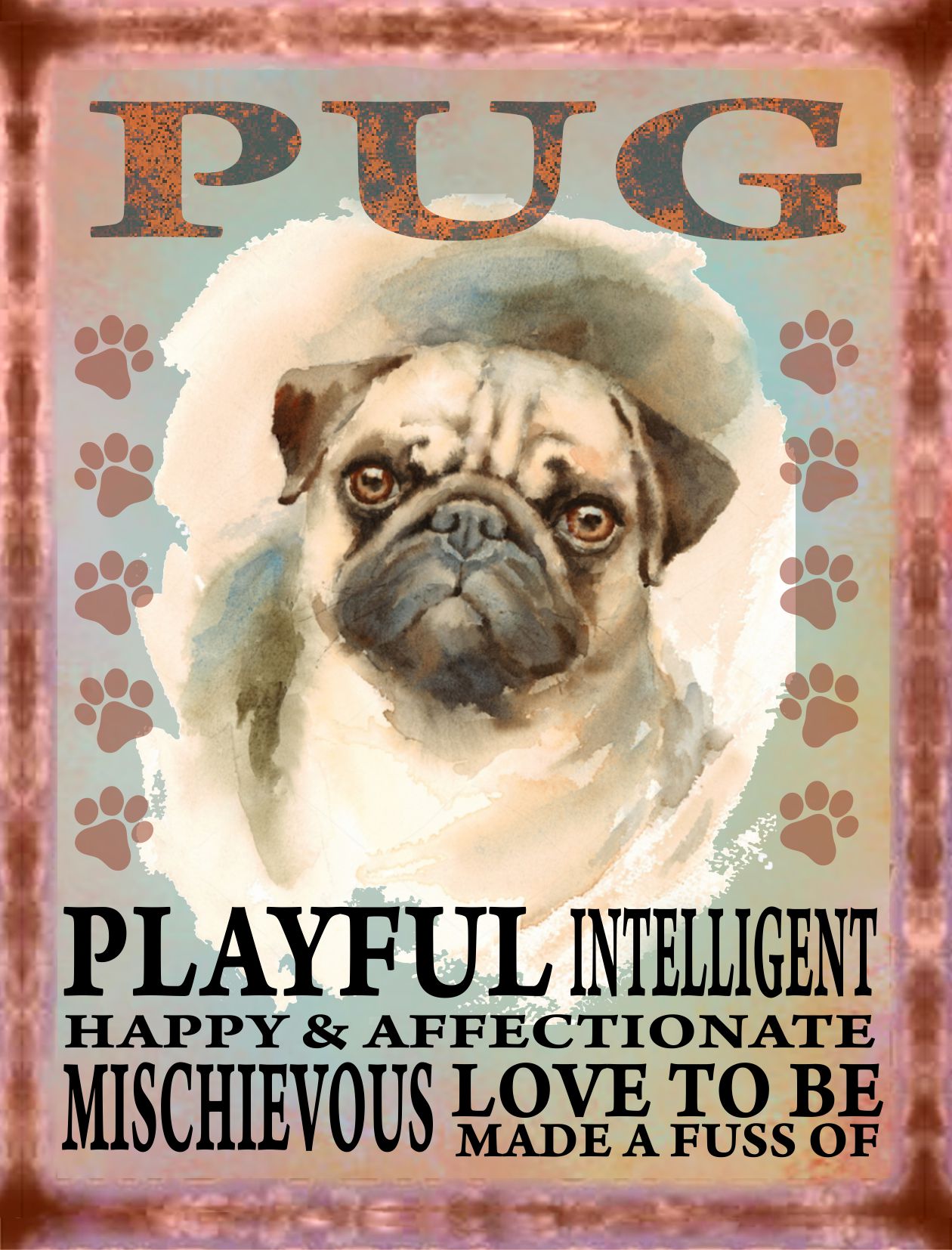 Pug Vintage Plaque