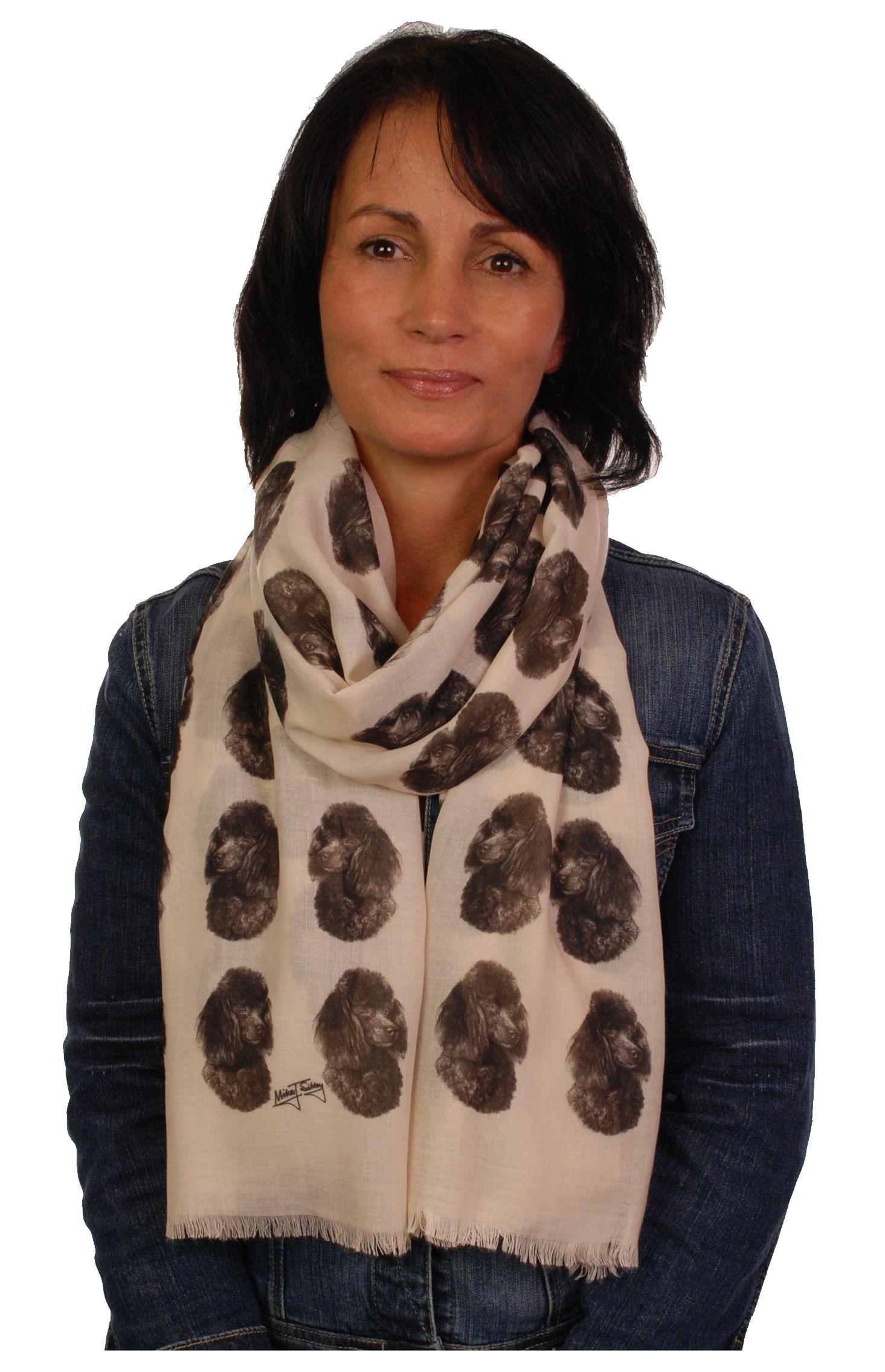 scarf with Poodle dog design on womens ladies fashion printed shawl mike sibley 