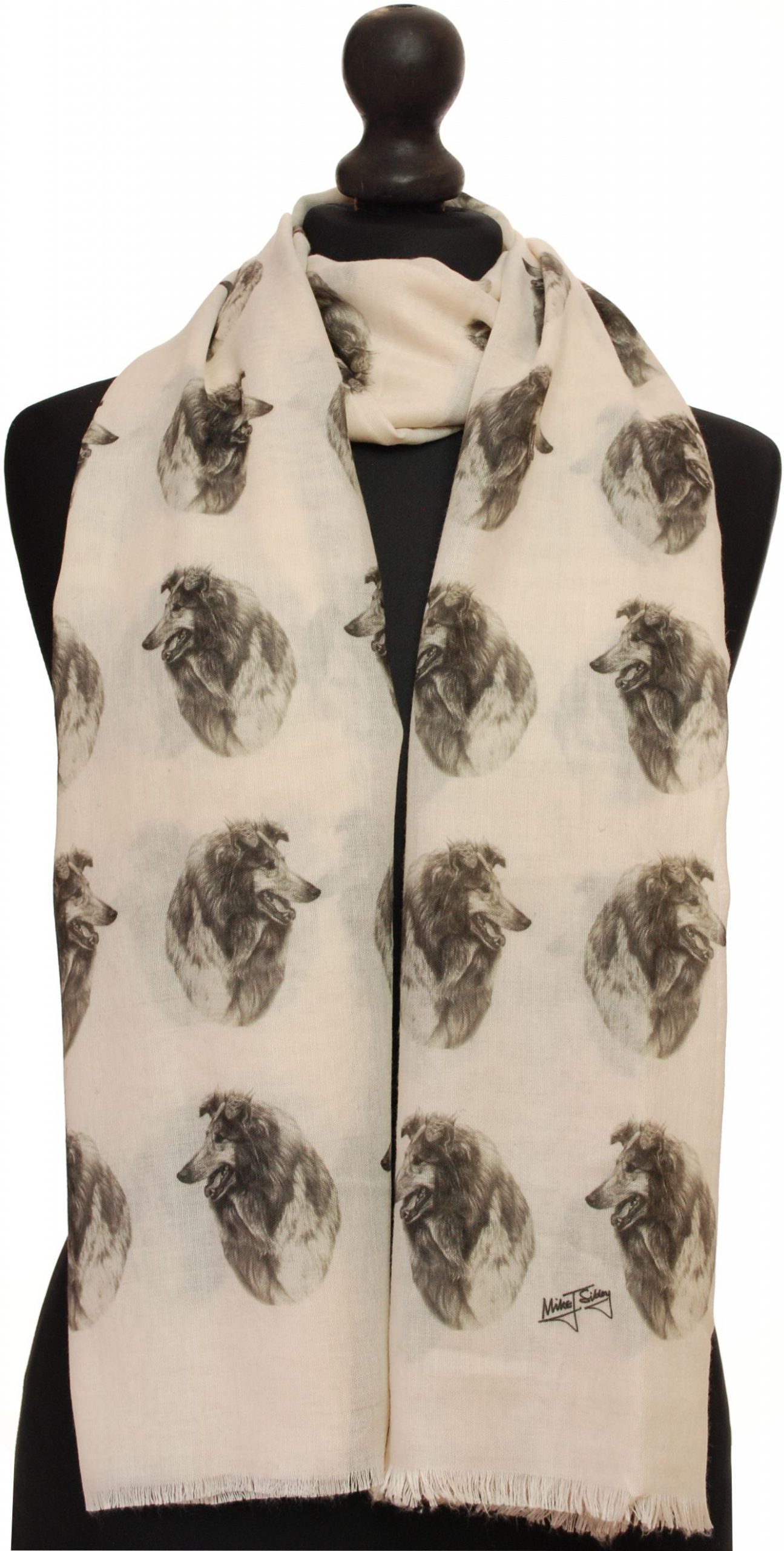 Mike Sibley Rough Collie OM licensed design ladies fashion scarf