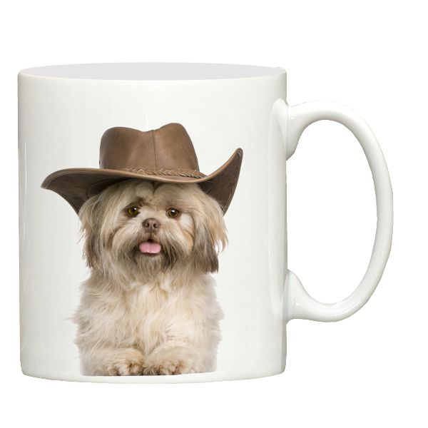 Cute Shih Tzu in hat dog print ceramic mug