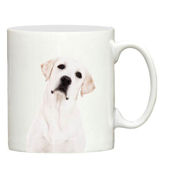 White Labrador dog print ceramic mug
