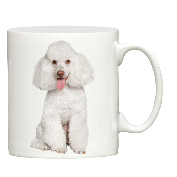 White Poodle print ceramic mug