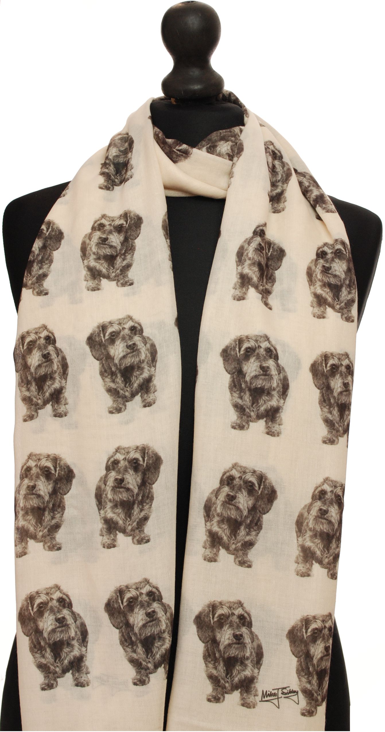 Mike Sibley Wire Haired Dachshund licensed design ladies fashion scarf