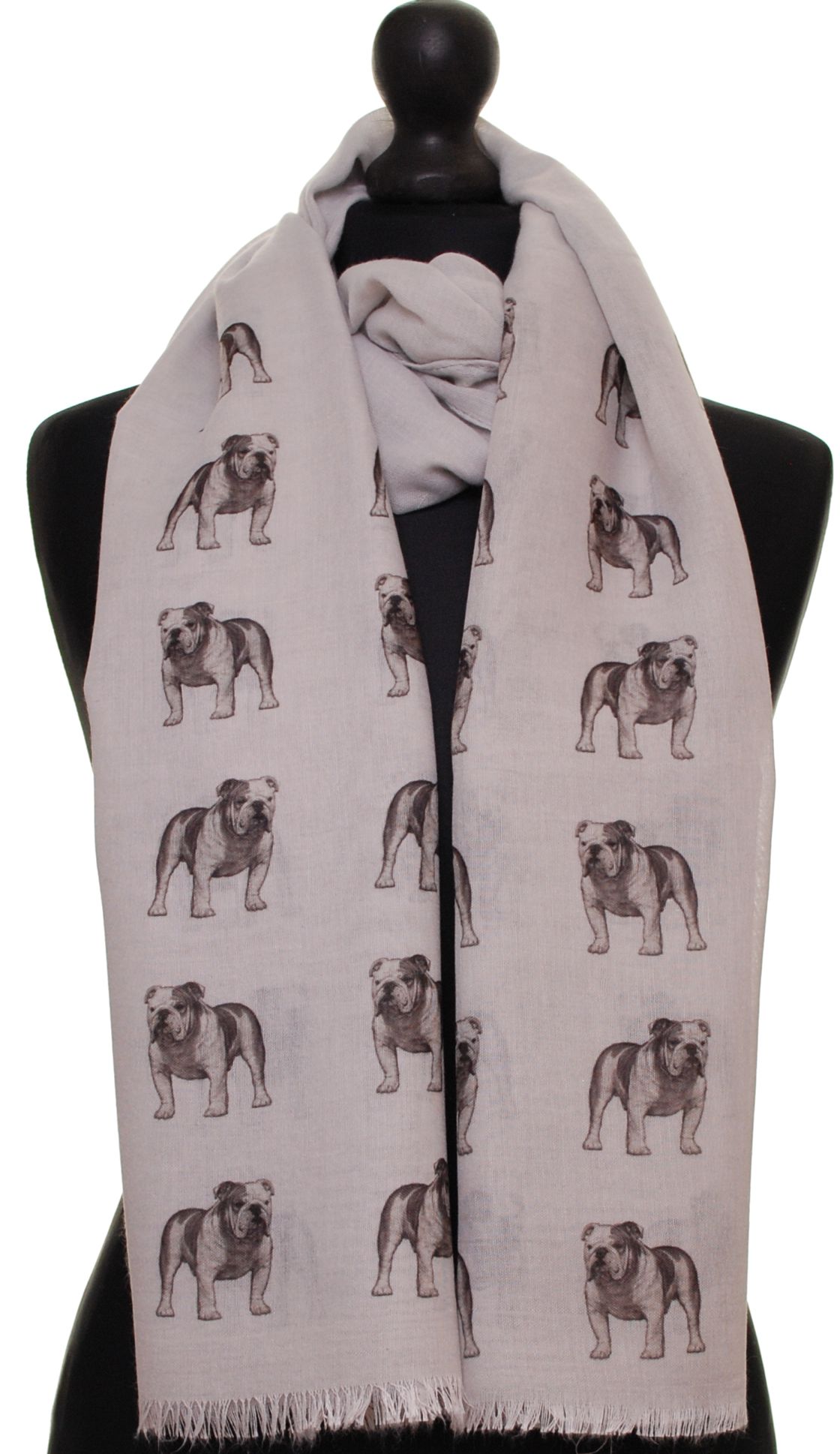 Bulldog hand printed ladies fashion scarf