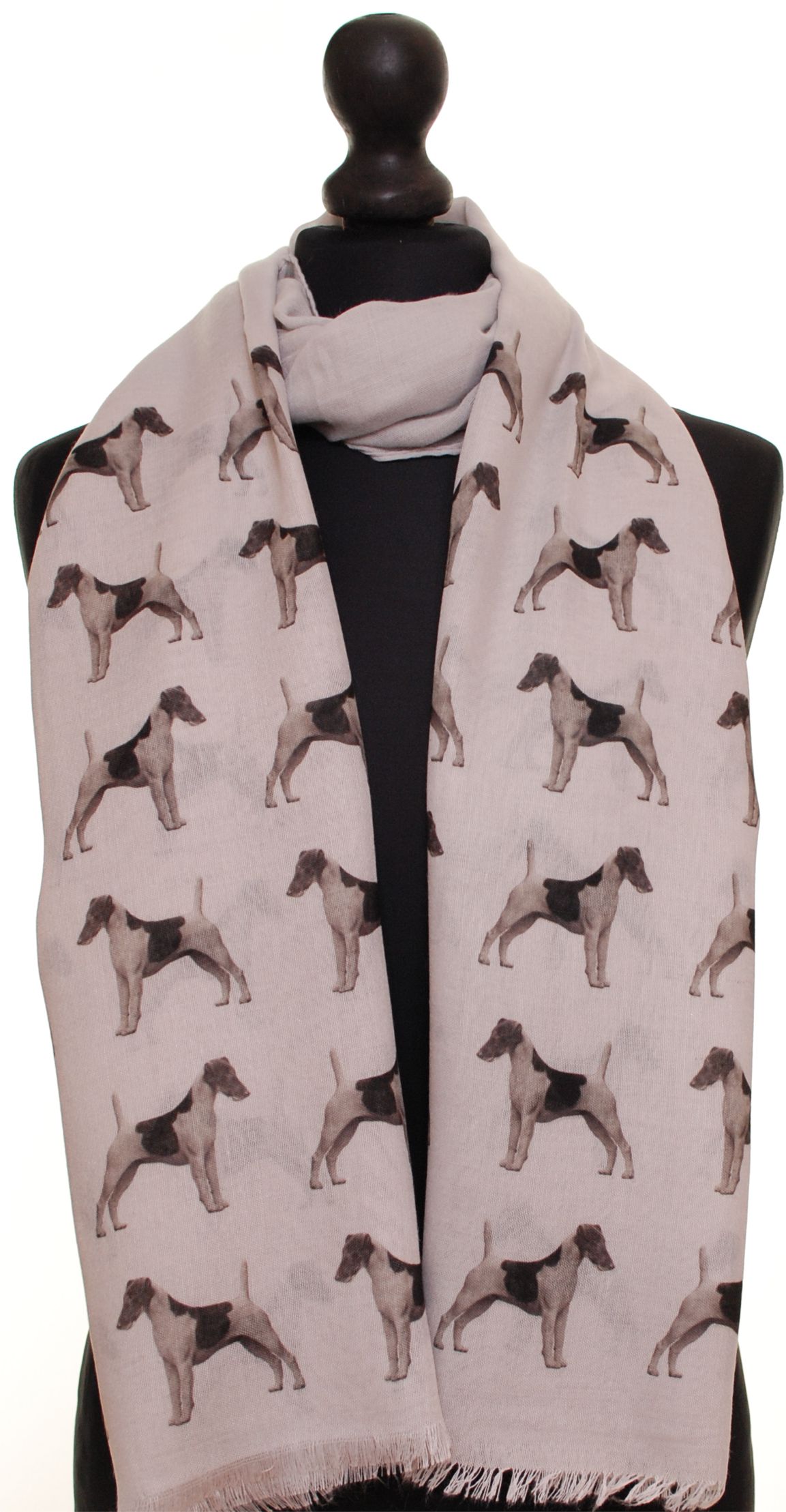 Smooth Haired Fox Terrier hand printed ladies fashion scarf